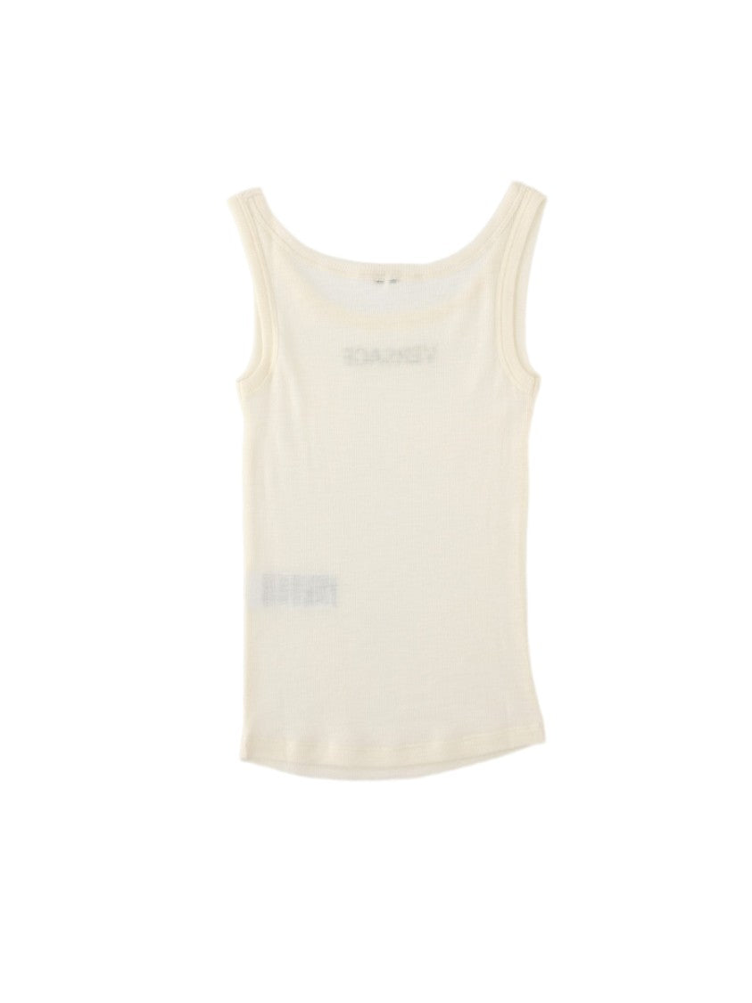 Versace Beige Sleeveless Virgin Wool Top
