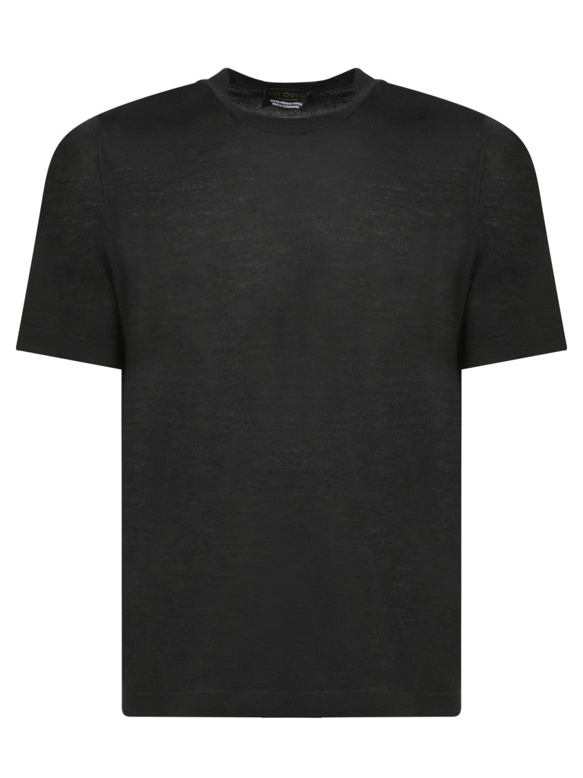 Dell'oglio Black T-Shirt With Crew Neckline