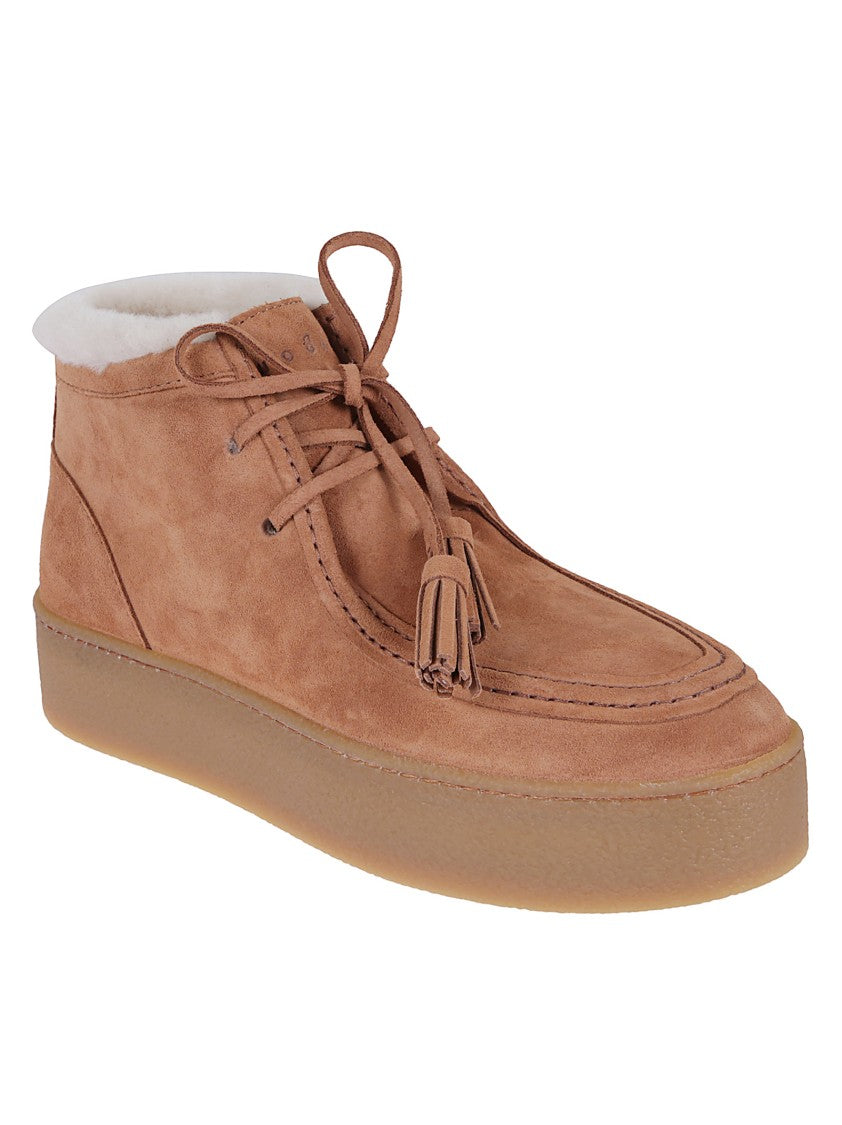 Hogan Moccasin-Inspired Brown Suede Shoes With Tassel Details