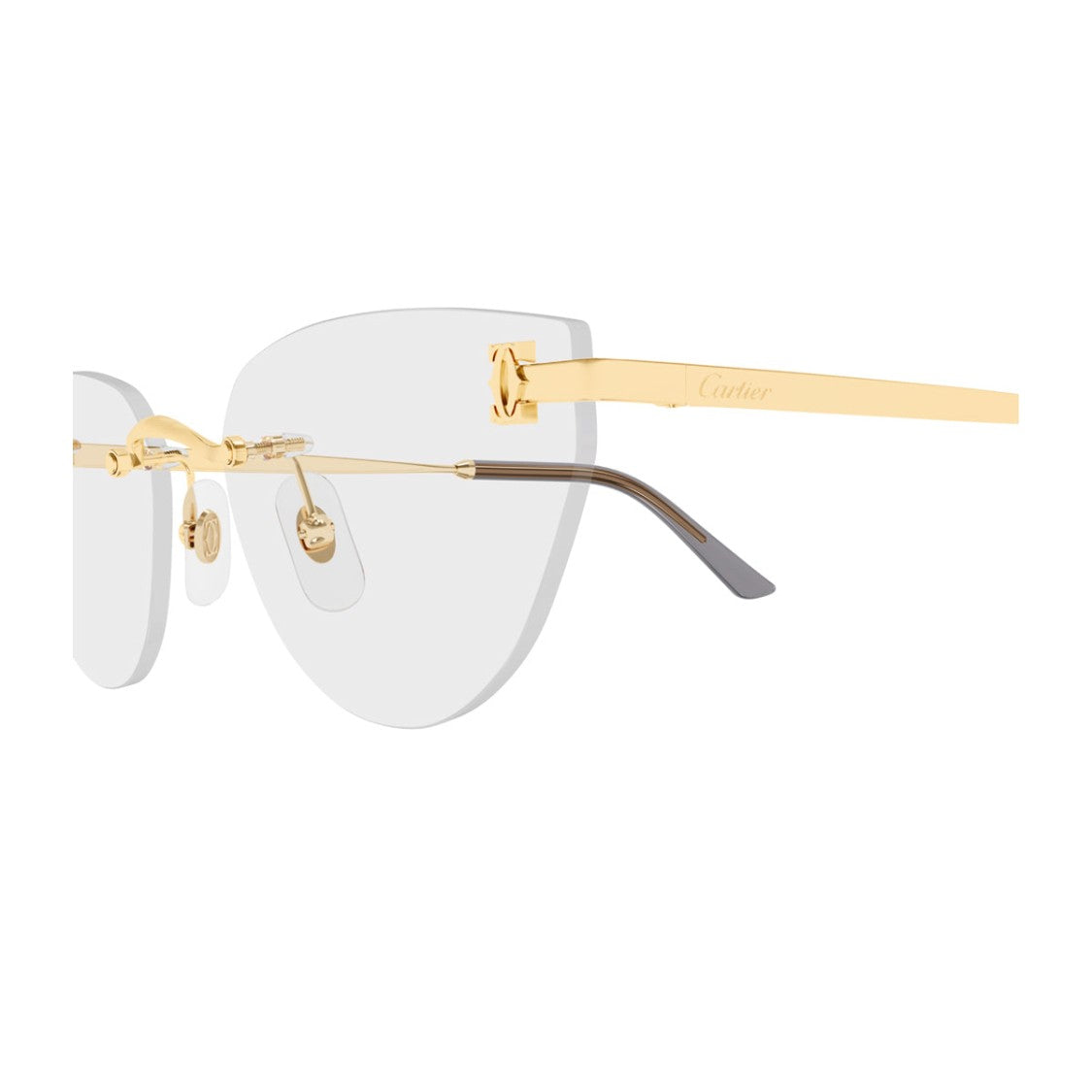 Cartier Gold Metal Rimless Eyeglasses With Transparent Lenses