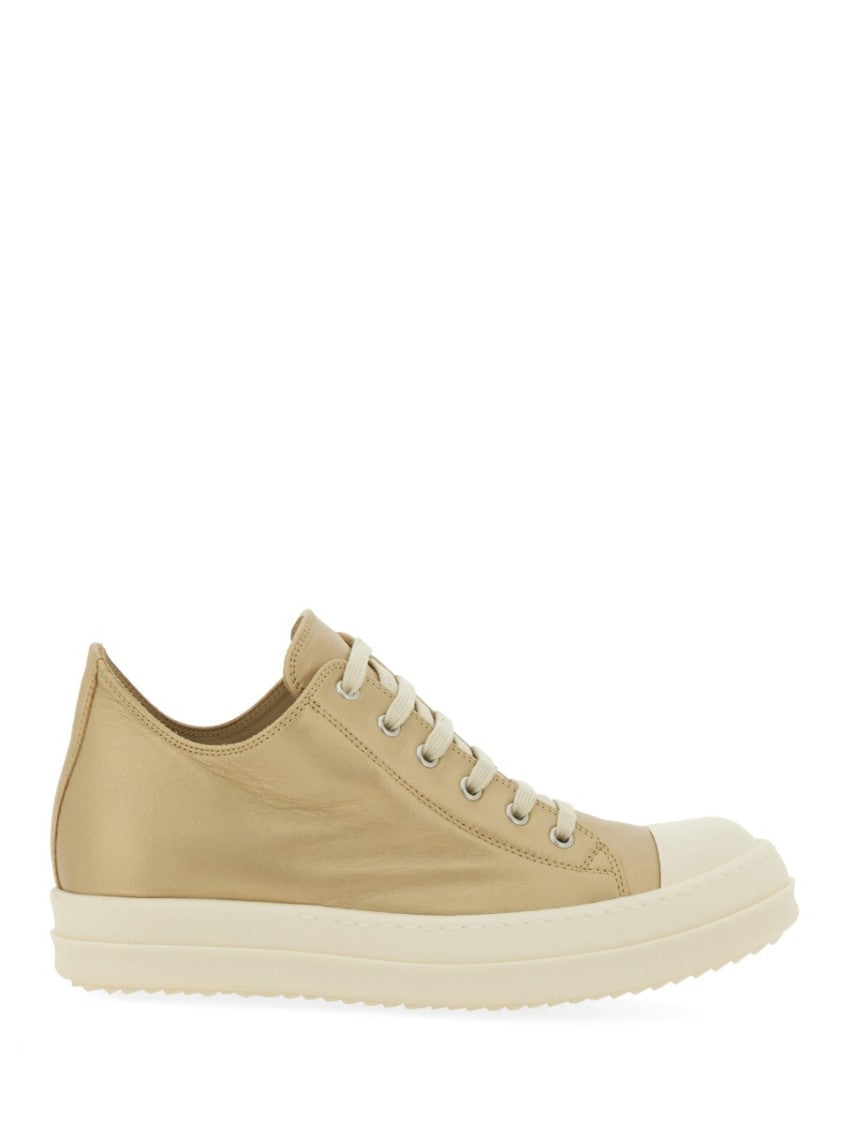 Rick Owens Lamb Leather Low-Top Sneakers With Calf Leather Toe Cap