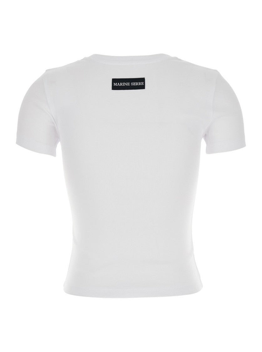 Marine Serre White Fitted Short-Sleeved T-Shirt