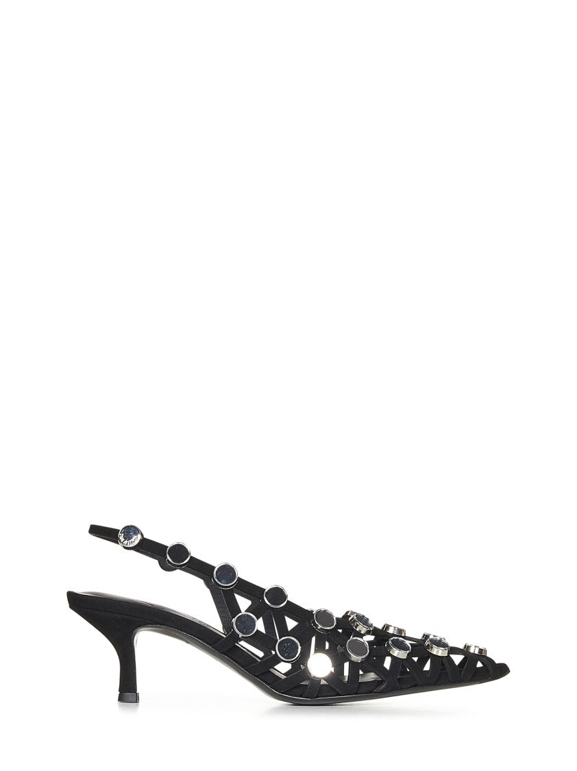 The Attico Black Suede Slingback Pumps