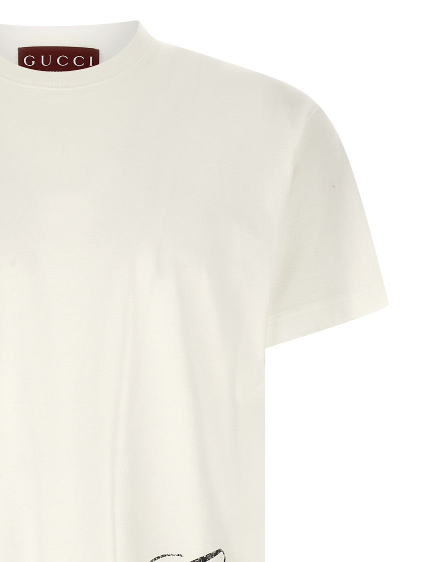 Gucci Light Cotton Jersey T-Shirt With Vintage-Effect Gucci Logo