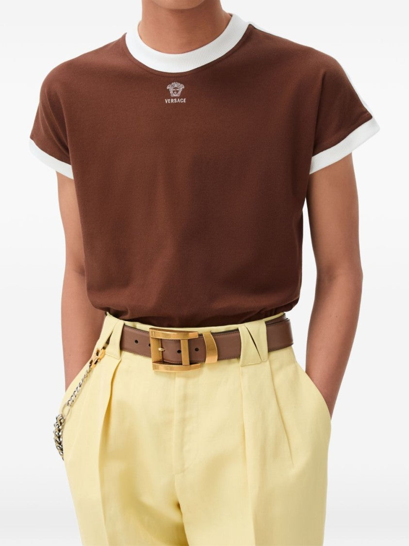 Versace Black Boxy Fit Contrasting Ribbed T-Shirt