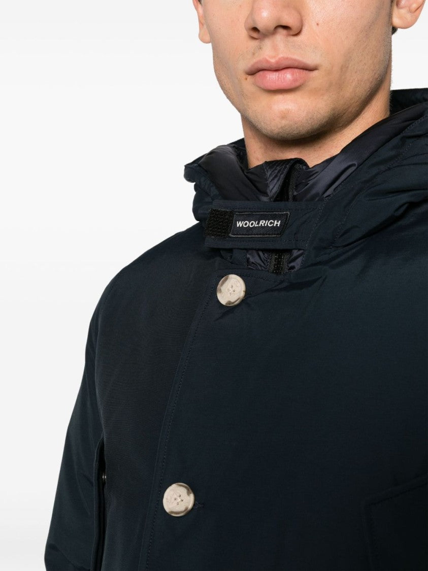 Woolrich Navy Blue Cotton Blend Down-Filled Parka