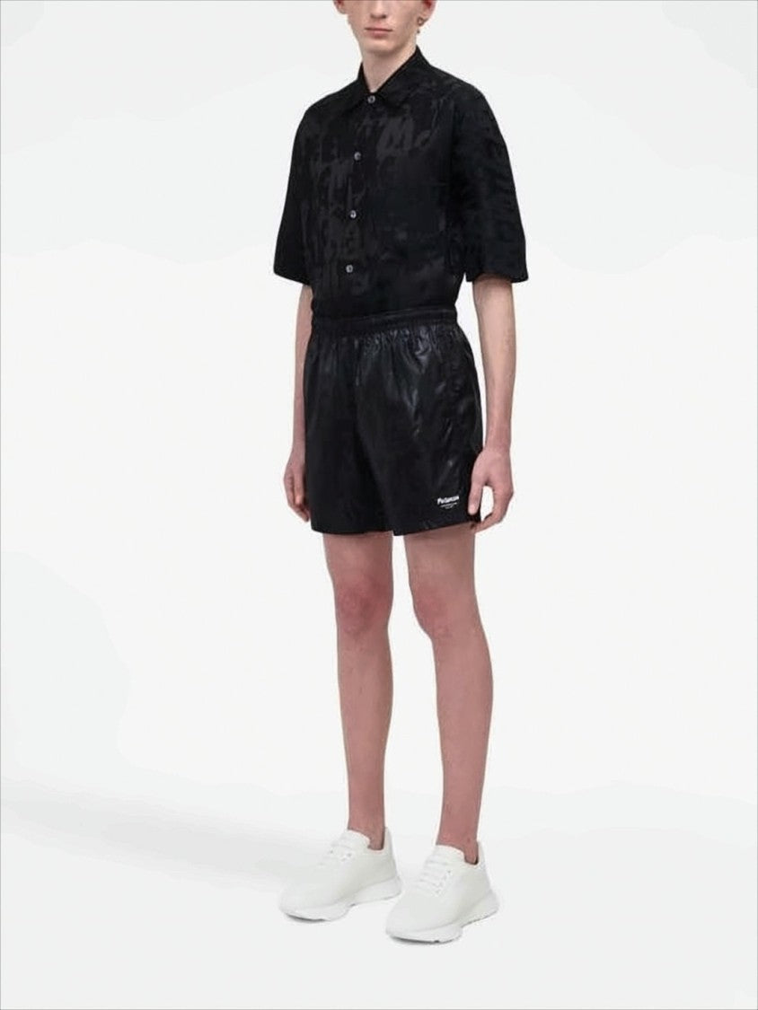 Alexander Mcqueen Black Shorts With Subtle Tonal Pattern