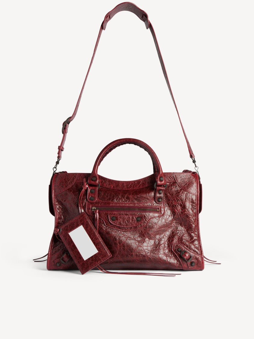 Balenciaga Spacious Burgundy Textured Leather Shoulder Bag
