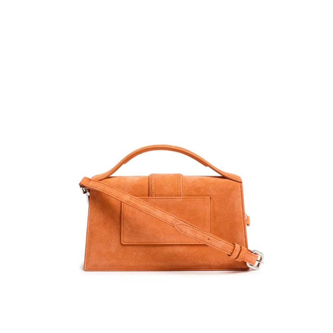 Jacquemus Structured Orange Leather Shoulder Bag With Suede Effect