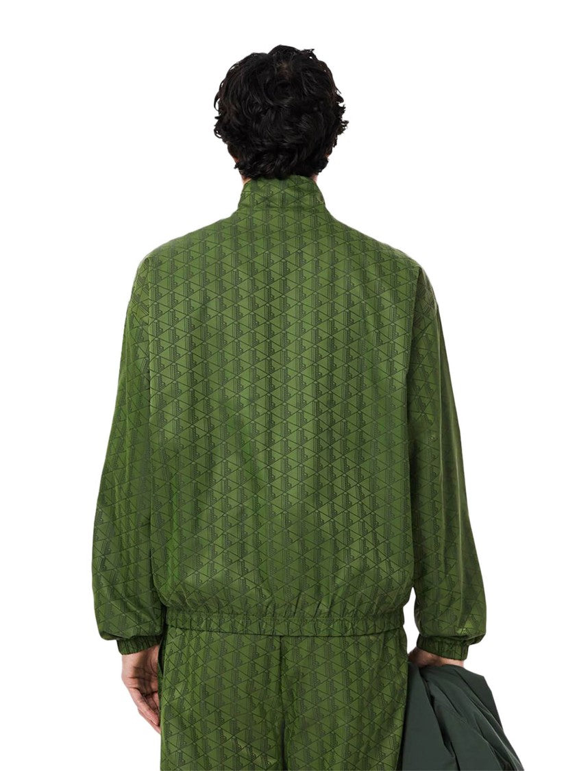 Lacoste Green Windbreaker Jacket With Monogram