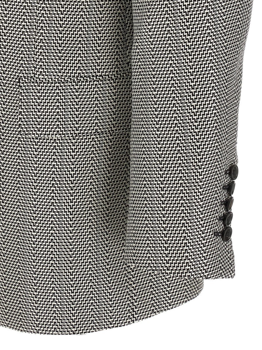 Tom Ford Silk Jacquard Blazer With Geometric Pattern And Peak Lapels