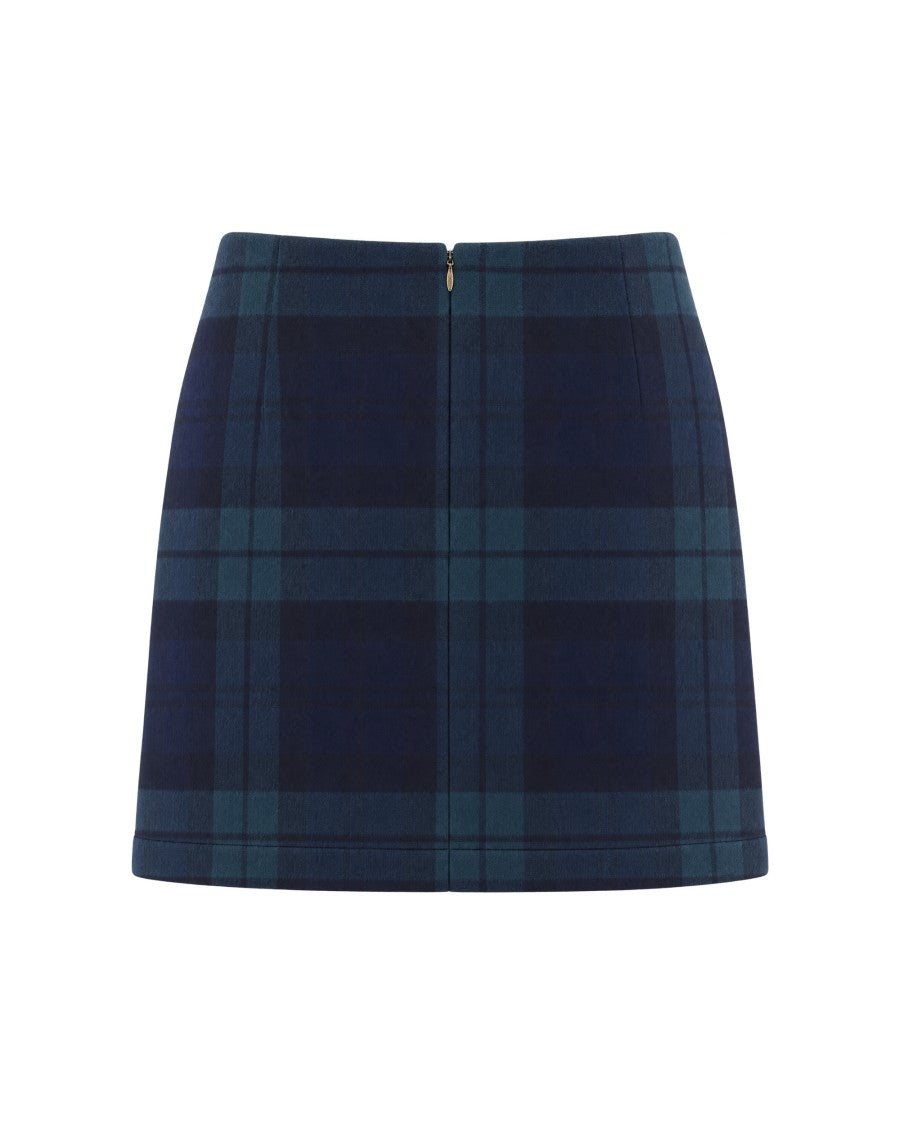 Liu Jo Straight Mini Skirt In Brushed Blue And Green Tartan