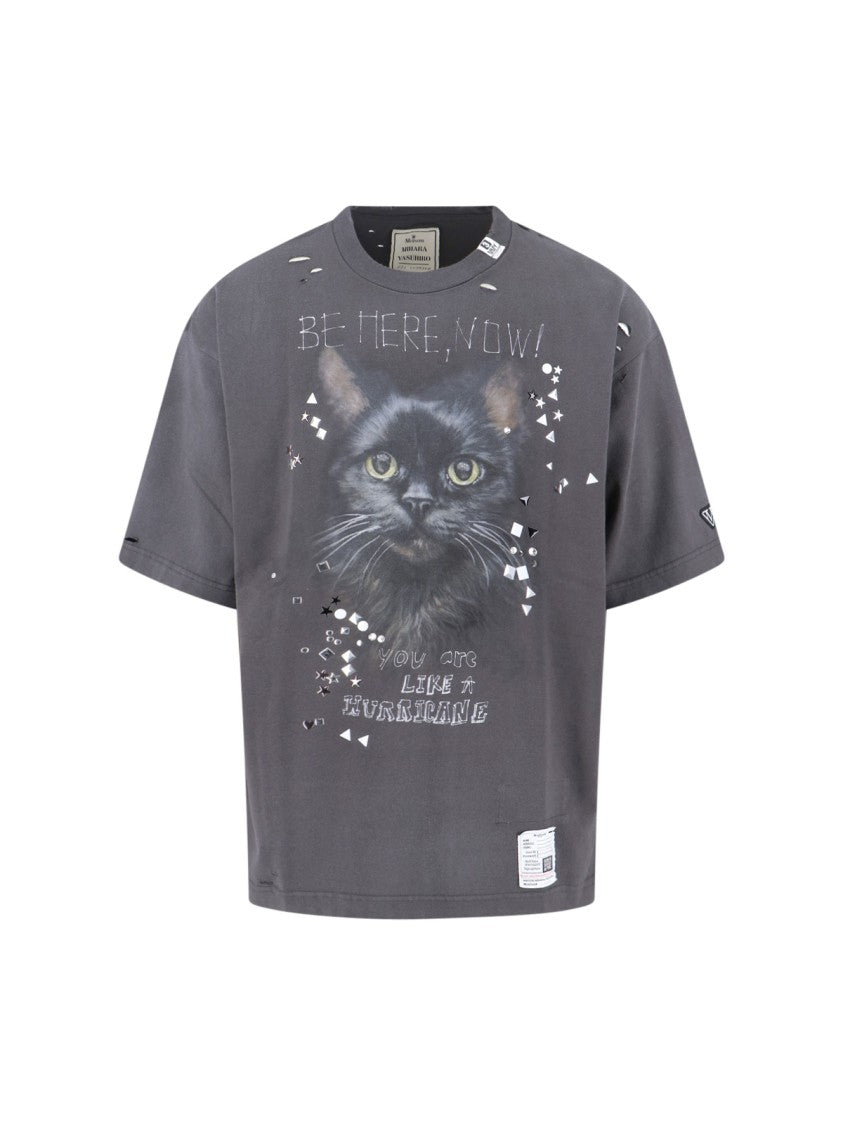 Maison Mihara Yasuhiro 'Cat' Studded T-Shirt – Grey