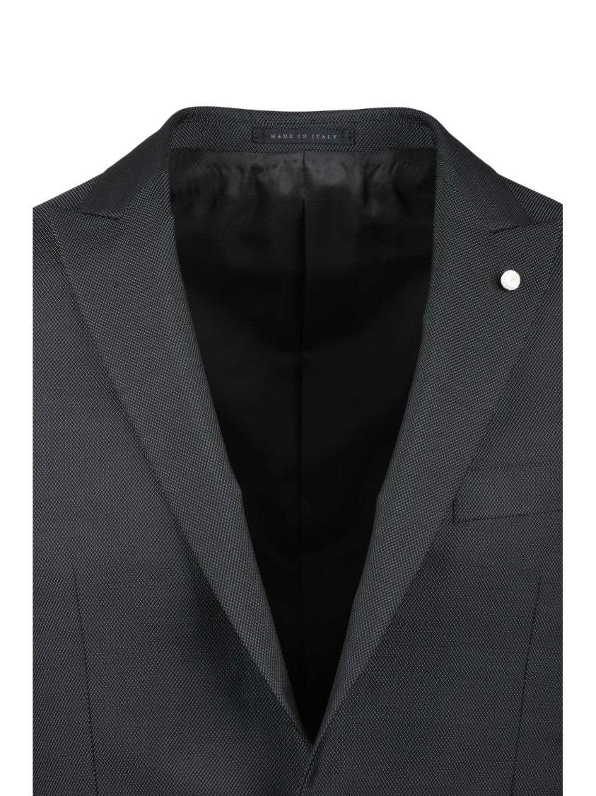 Luigi Bianchi Half-Tight Grey Jacket With Notched Lapel And Textured Pattern