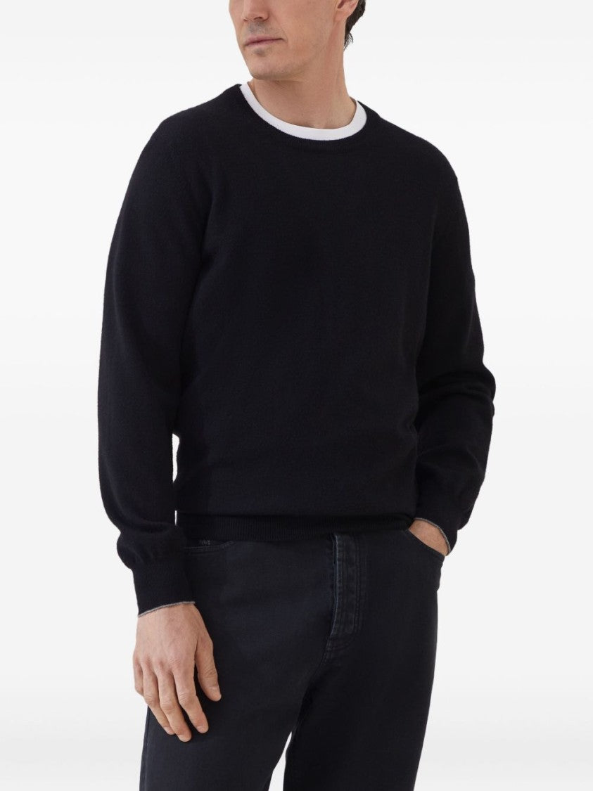 Brunello Cucinelli Round Neckline Black Sweater
