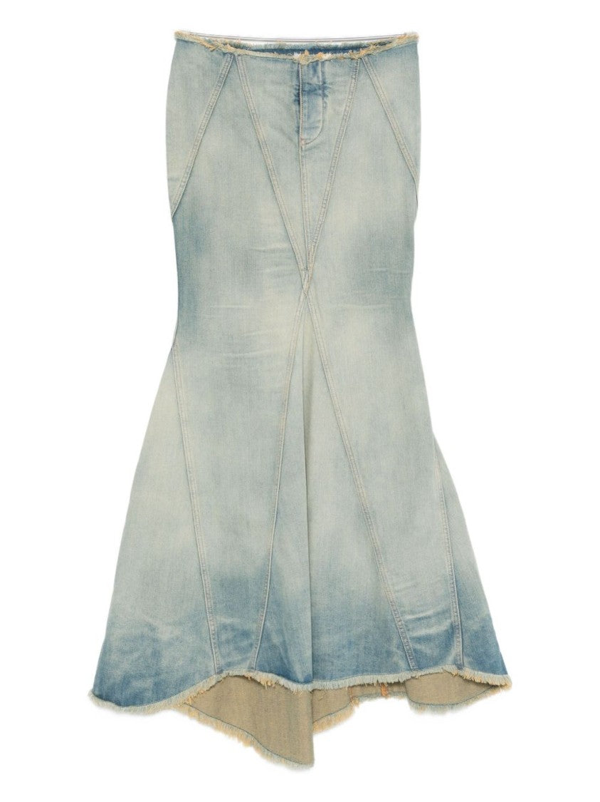 Off-White Flared Denim Maxi Skirt