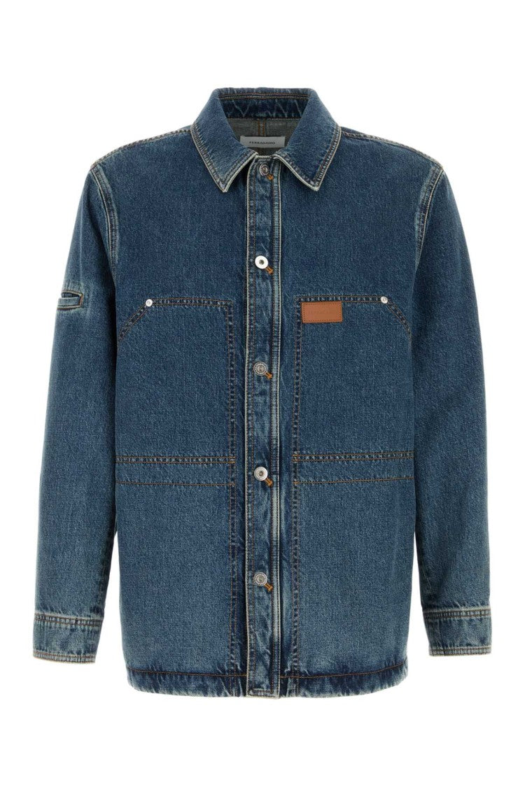 Salvatore Ferragamo Relaxed-Fit Vintage Denim Jacket With Button-Up Front