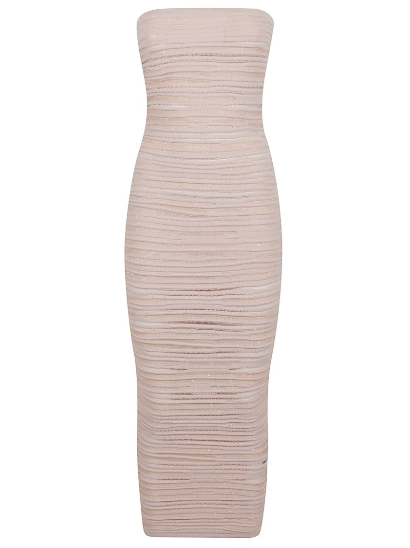 Balmain Bustier Glittered Midi Dress