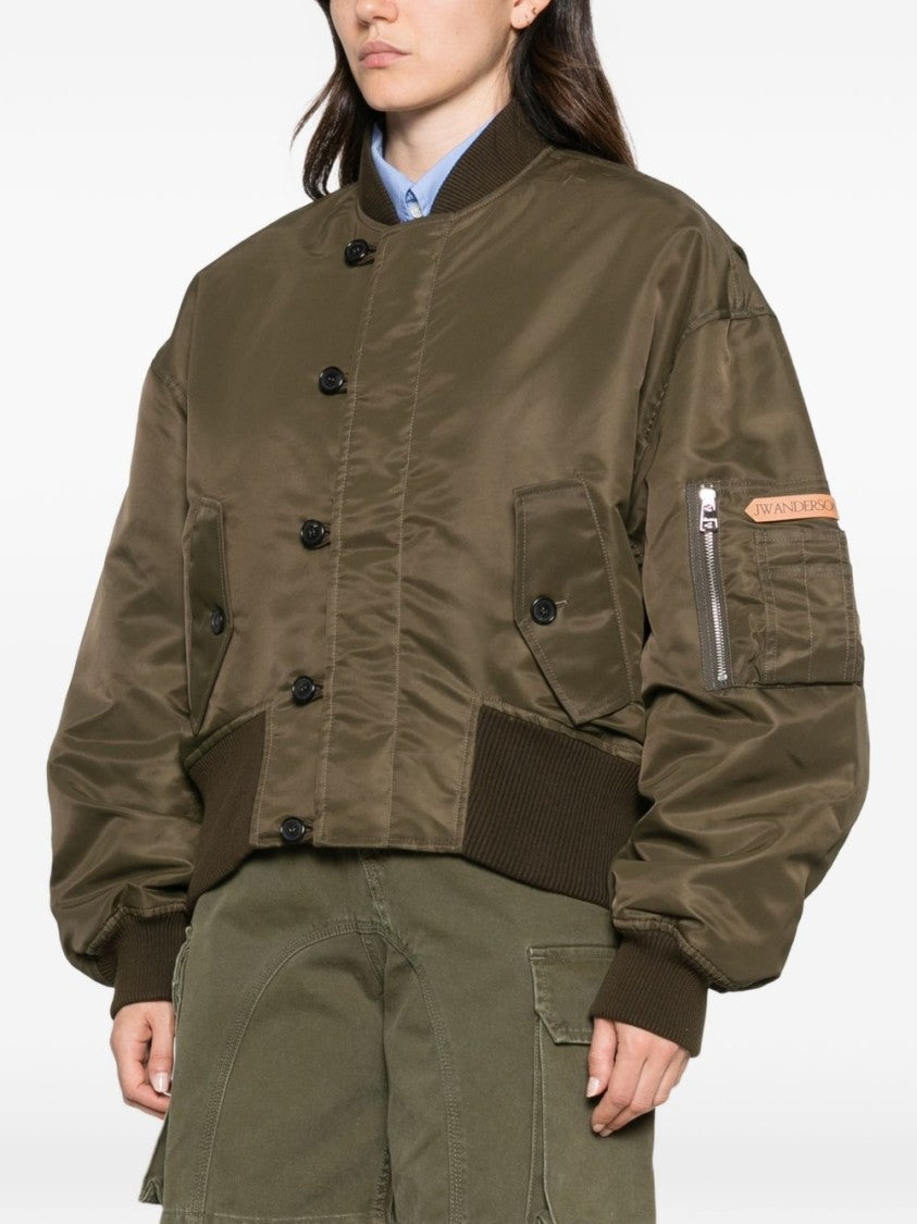 J. W. Anderson Boxy Oversized Cropped Olive Green Nylon Jacket