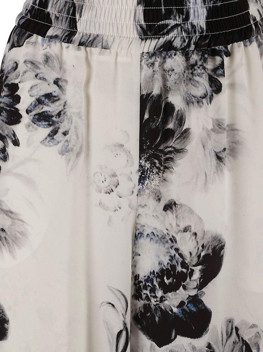 Alexander Mcqueen Wide-Leg Floral Print Trousers