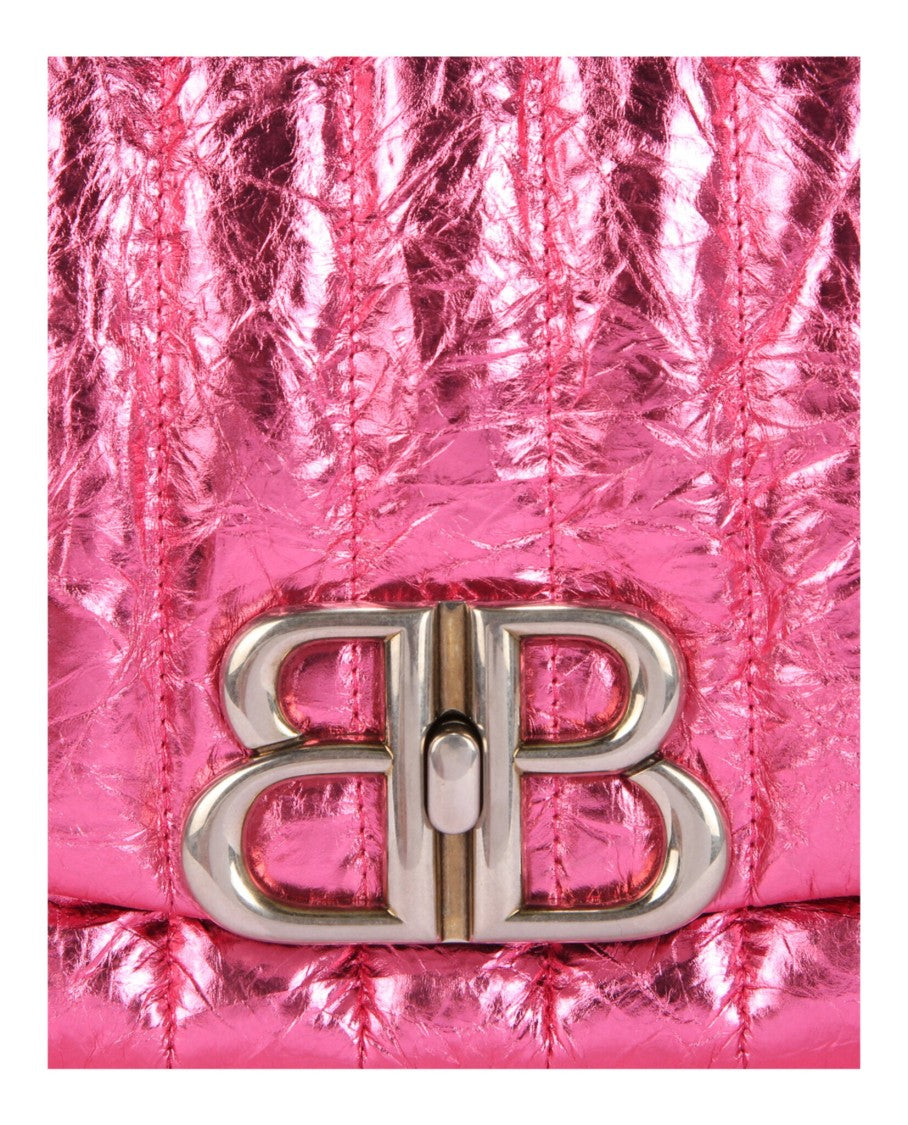 Balenciaga Small Monaco Quilted Sling Bag With Silver-Tone Hardware And Distressed Finish