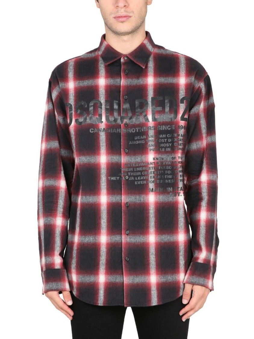 Dsquared2 Checkered Logo Print Shirt