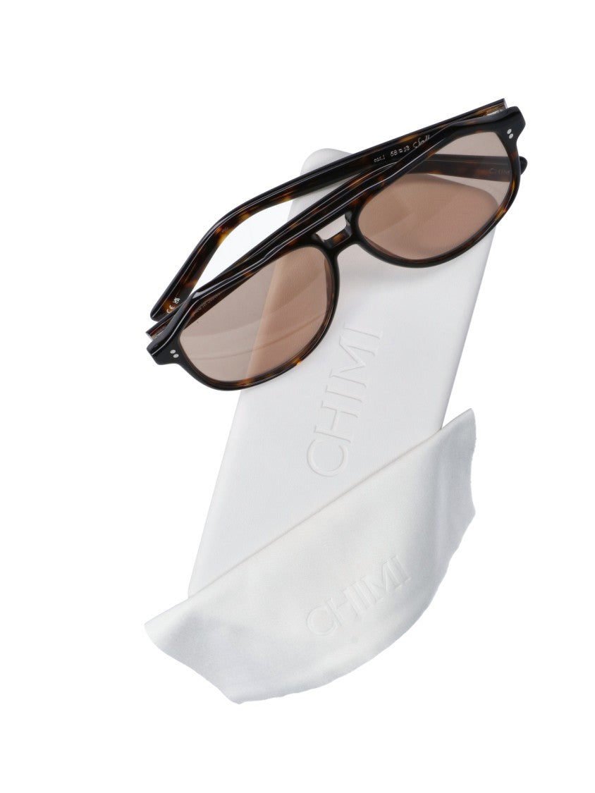 Chimi Tortoiseshell Acetate Aviator Sunglasses With Brown Lenses