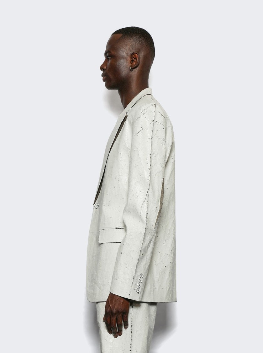 Mm6 By Maison Margiela Textured White Jacket With Button Closure