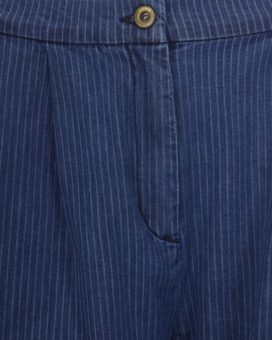 Sessùn Bermuda Shorts In Denim Twill With Jewel Button
