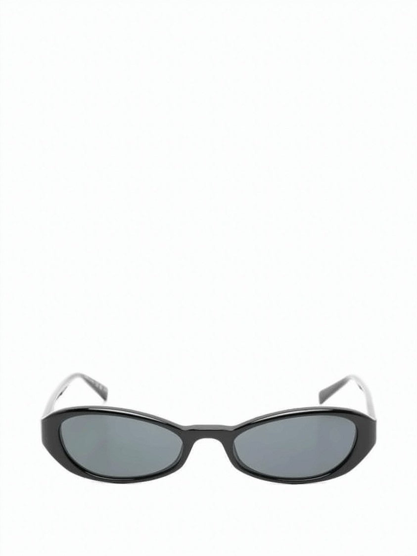 Saint Laurent Narrow Oval Frame Sunglasses With Glossy Acetate Finish