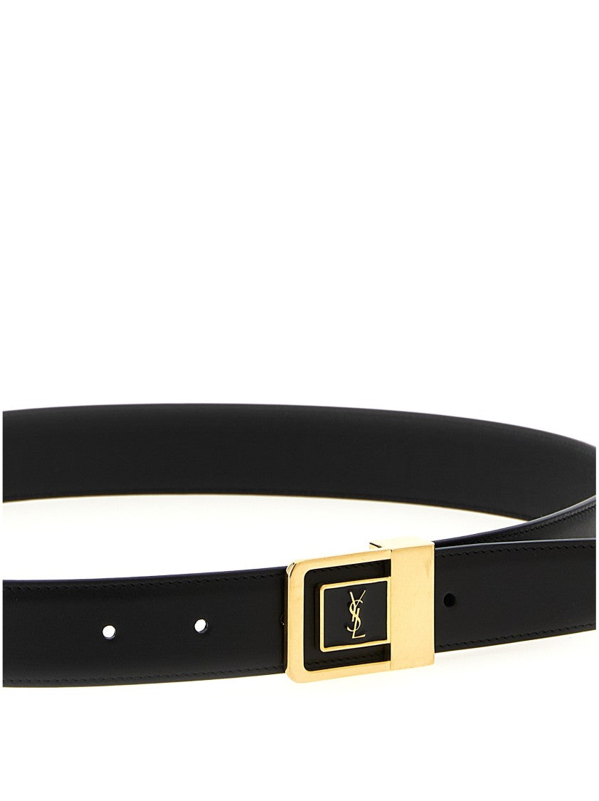 Saint Laurent Patent Leather Belt With Cassandre Logo Buckle