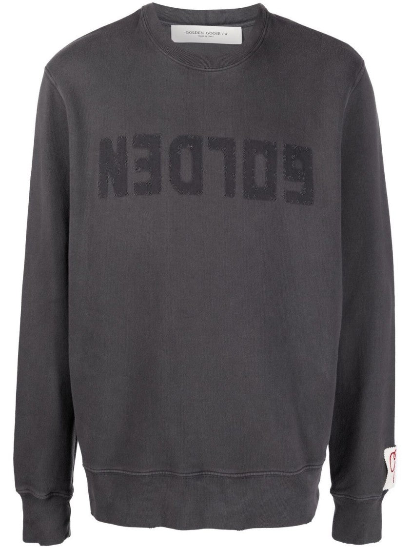 Golden Goose Relaxed-Fit Grey Sweatshirt With Tonal Logo