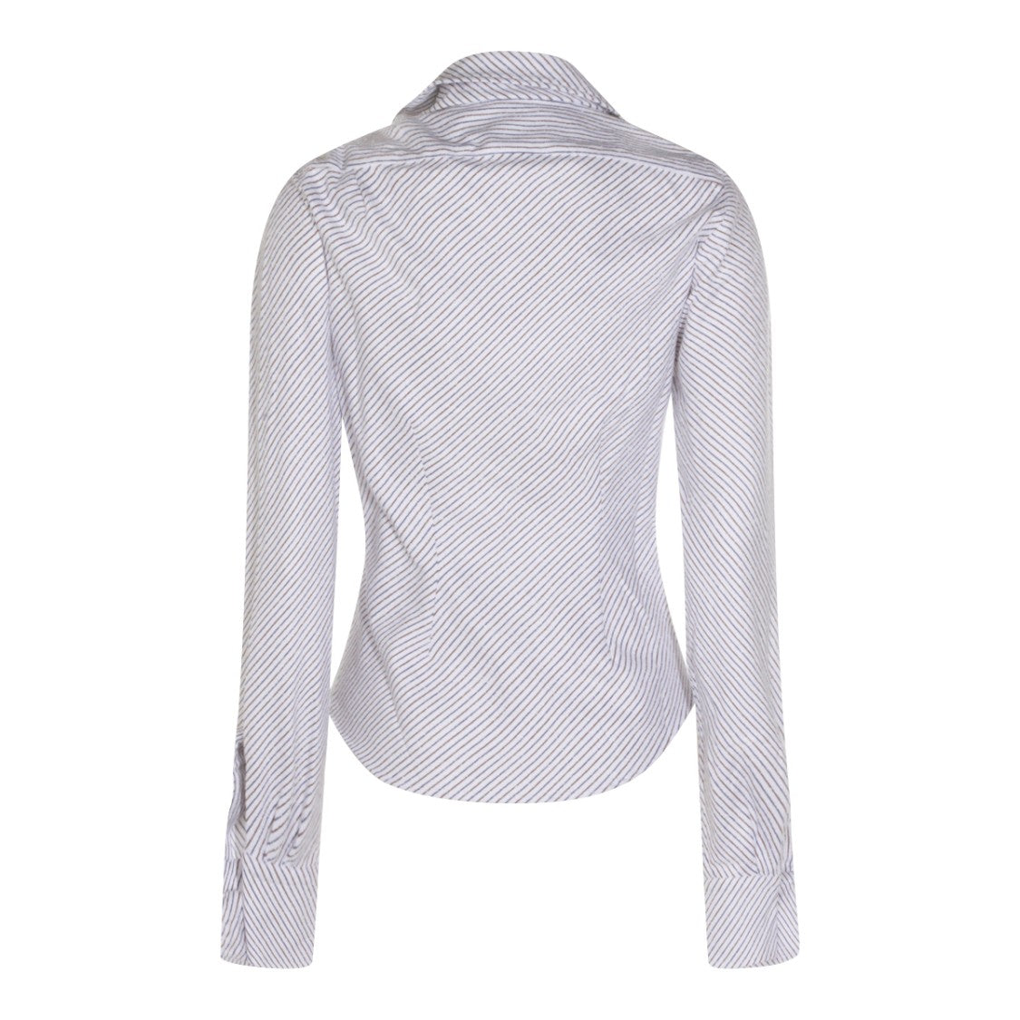 Vivienne Westwood Asymmetrical Blue And Brown Striped Shirt With Embroidered Orb Logo