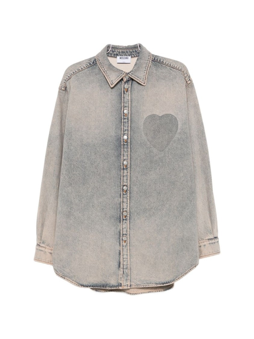 Moschino Washed Grey Silk And Nylon Casual Shirt