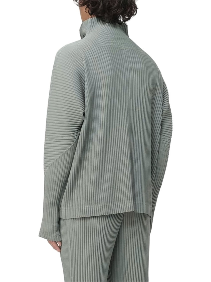 Homme Plissé Issey Miyake Textured Ribbed Turtle Neck With Half-Zip Closure