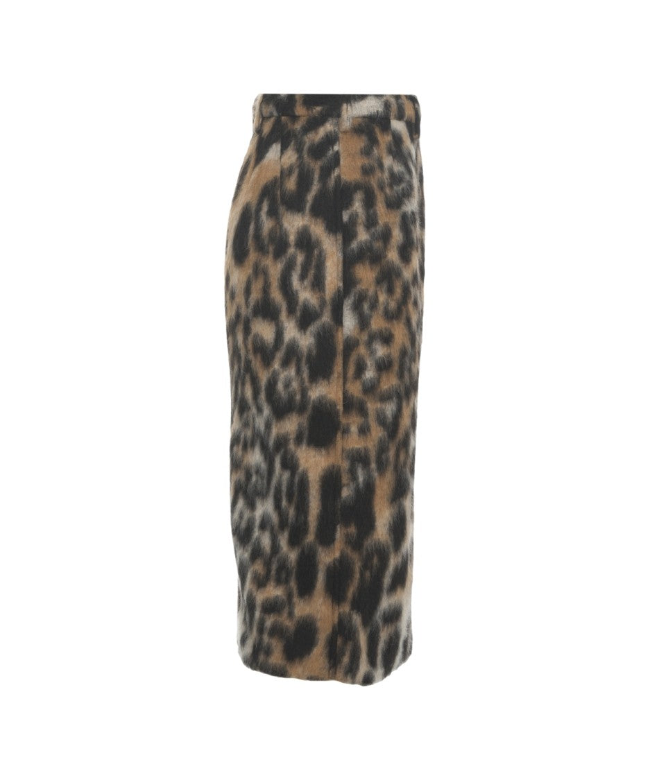 N°21 Animal Print Midi Pencil Skirt With High Waist And Belt Loops