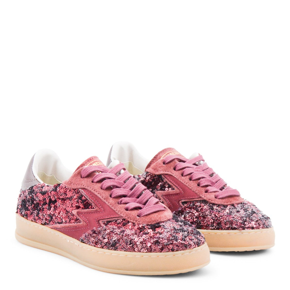 Moaconcept Bordeaux Sneakers From Moaconcept Featuring Round Toe, Cotton Laces Fastening, Paillettes And Rubbel Sole.