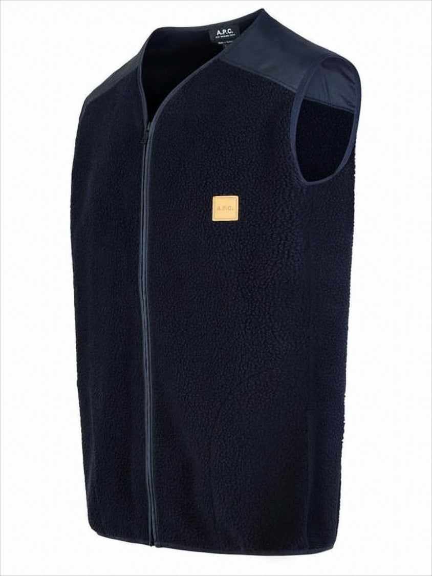 A.P.C. Textured Black Sleeveless Vest With Contrasting Panels