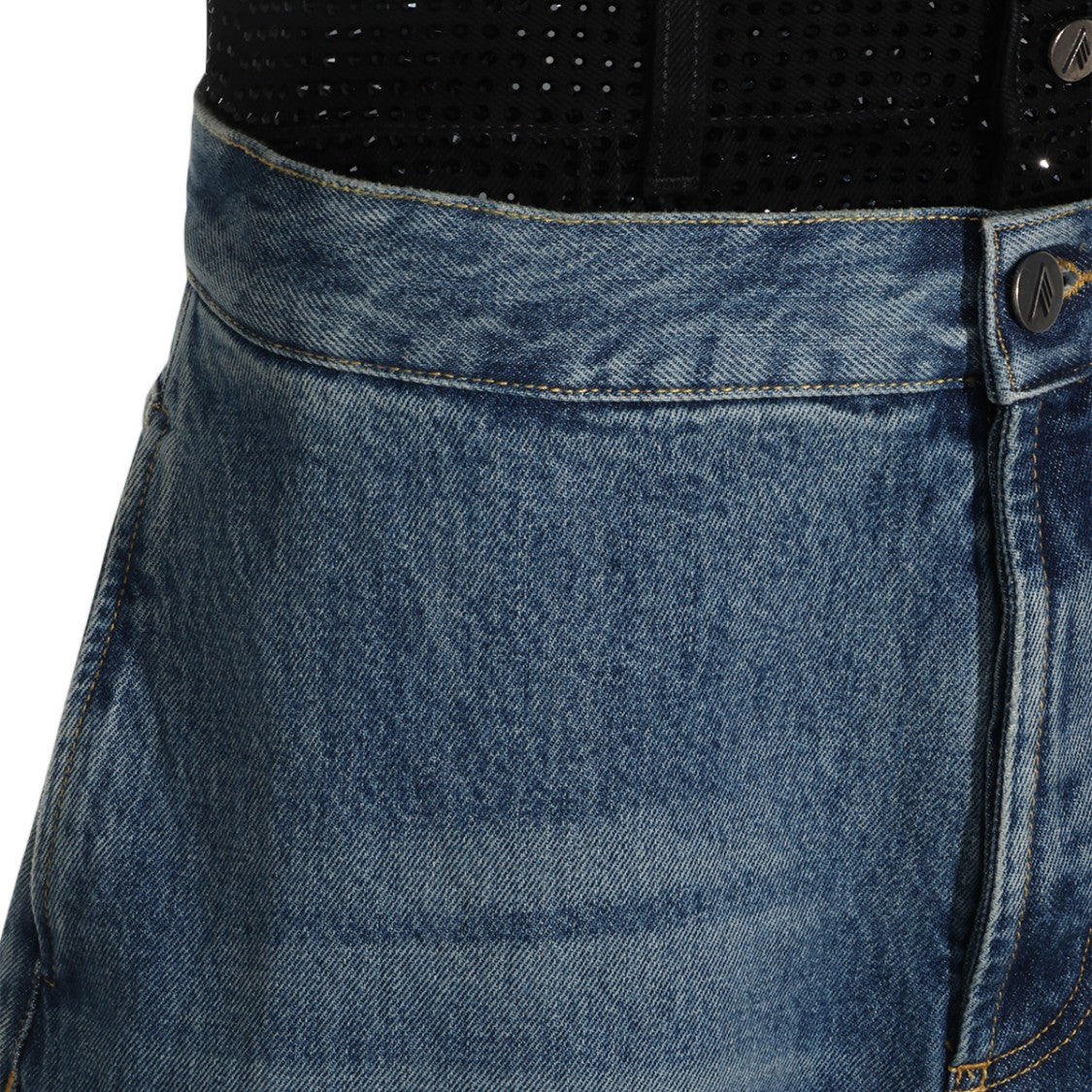 The Attico High-Waisted Cropped Jeans With Wide Waistband