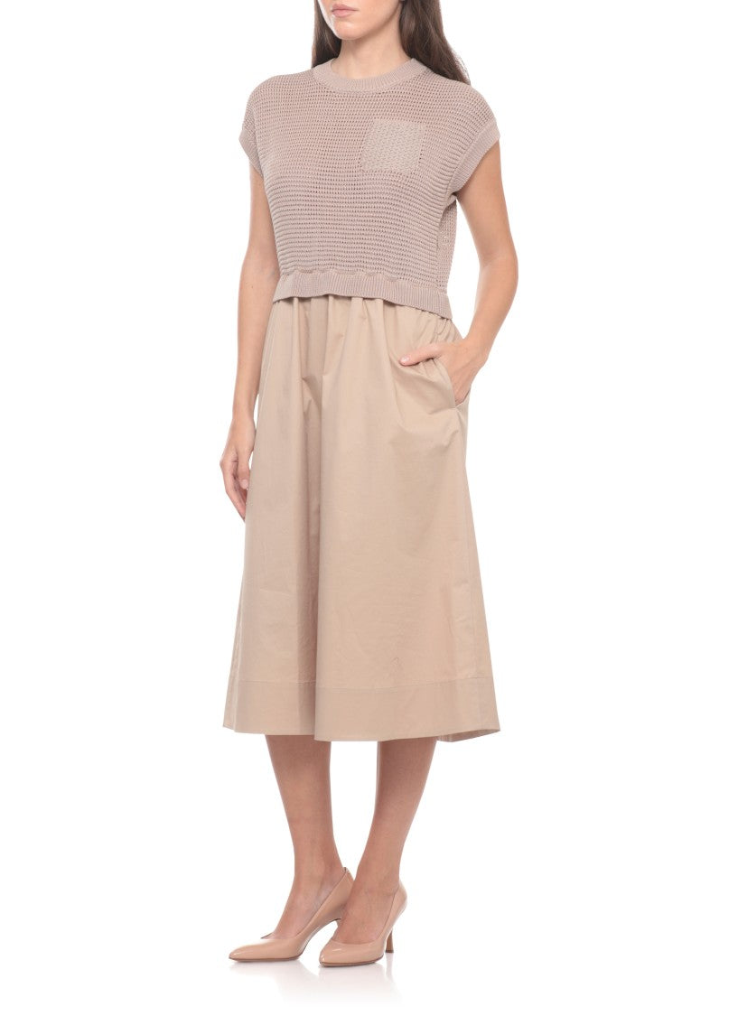 Peserico Textured Cotton Midi Dress With Half-Sleeve Top