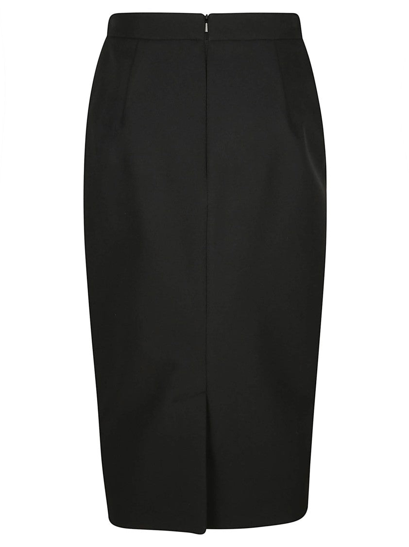 Max Mara Fitted High-Waisted Black Pencil Skirt With Back Slit