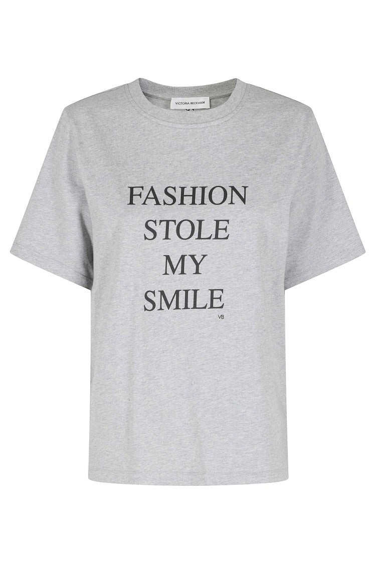 Victoria Beckham Gray Fashion Stole My Smile Organic Cotton T-Shirt
