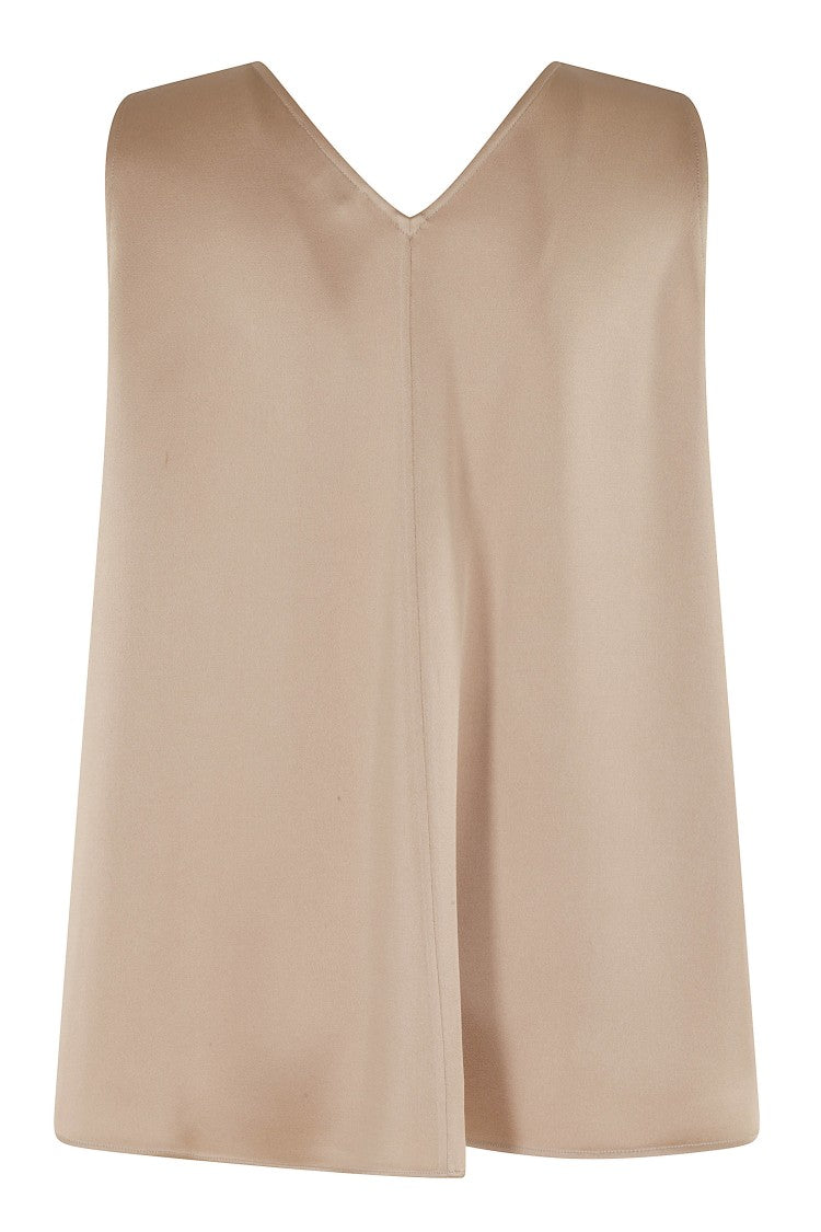 Antonelli Beige Bergamo V-Neck Acetate-Blend Top