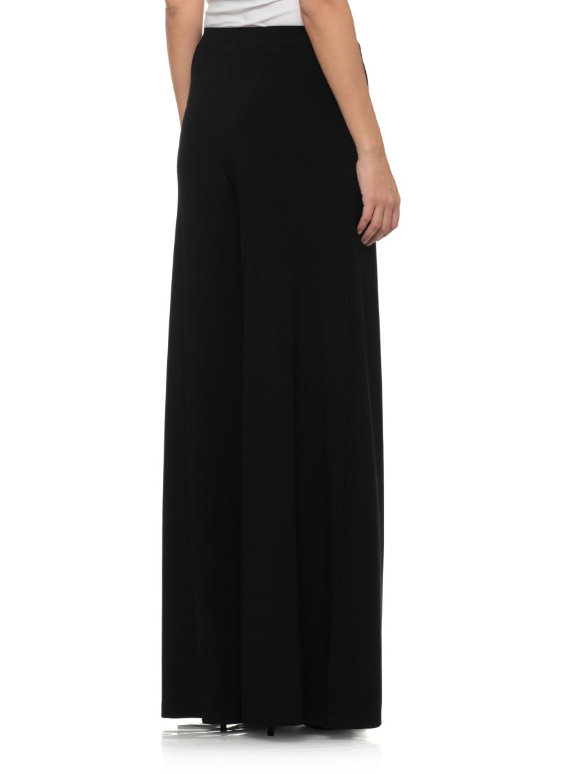Norma Kamali Black Elastic Waistband Minimalist Wide-Leg Pants