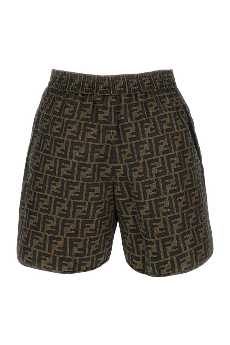 Fendi Ff Logo-Patterned Shorts With Elastic Waistband