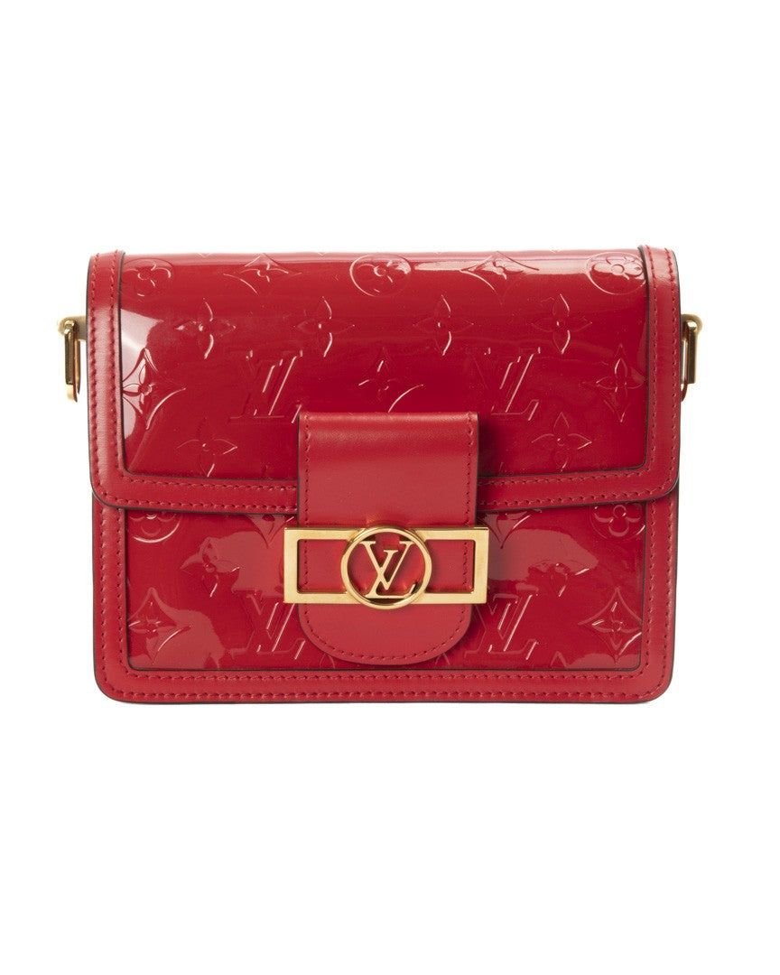 Louis Vuitton Dauphine Bb Patent Leather Shoulder Bag With Monogram Design