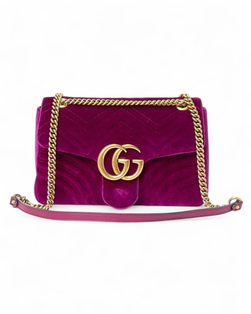 Gucci Marmont 31 Matelassé In Purple Velvet