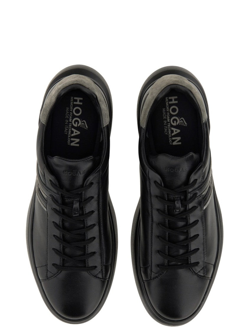 Hogan H580 Suede Heel Tab Leather Low-Top Sneakers