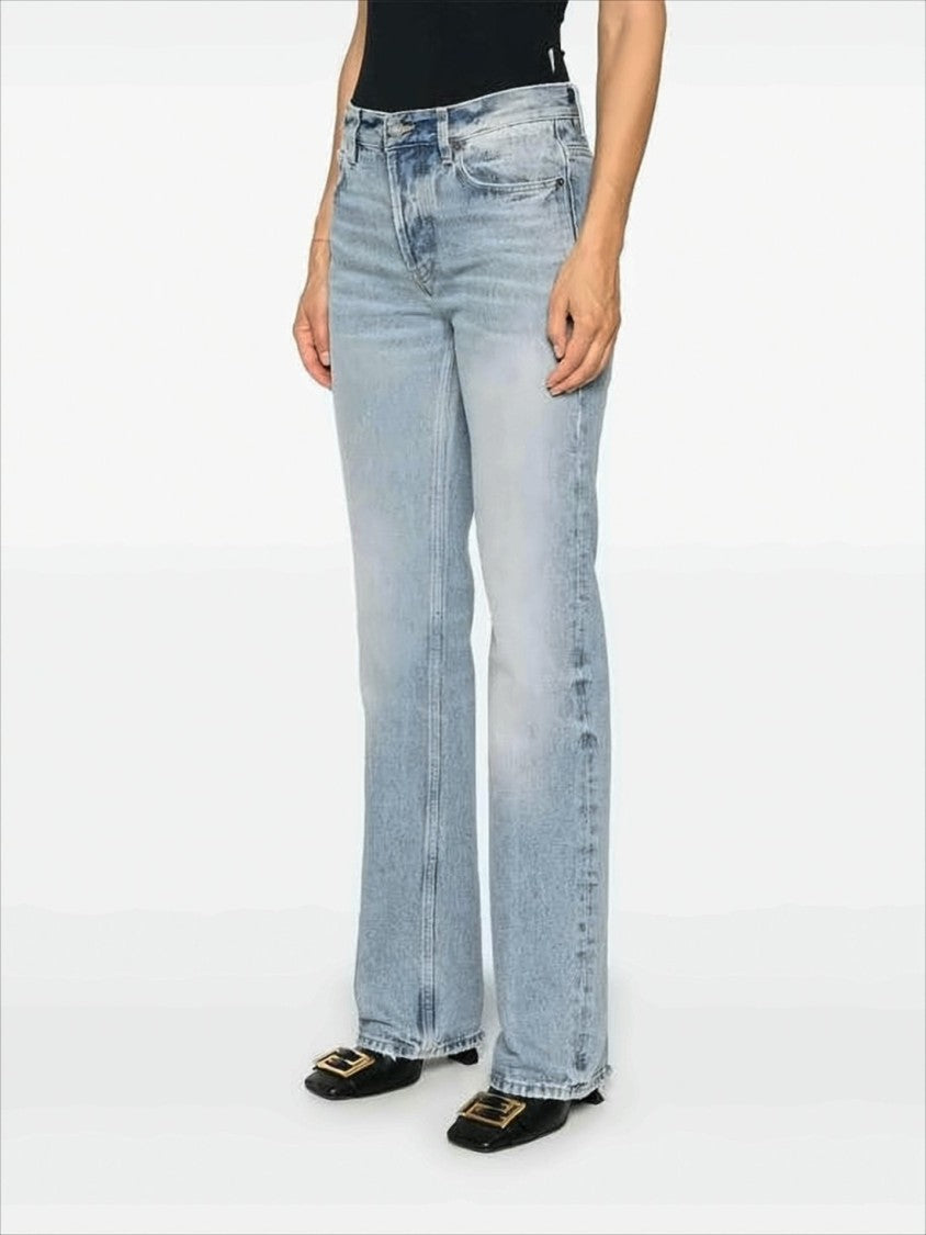 Saint Laurent Light Blue Vintage Denim Pants With Five-Pocket Design