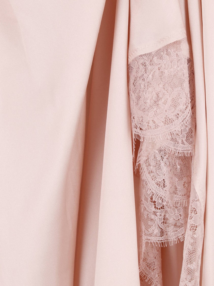 Maison Margiela Draped Satin Midi Dress With Lace Trims